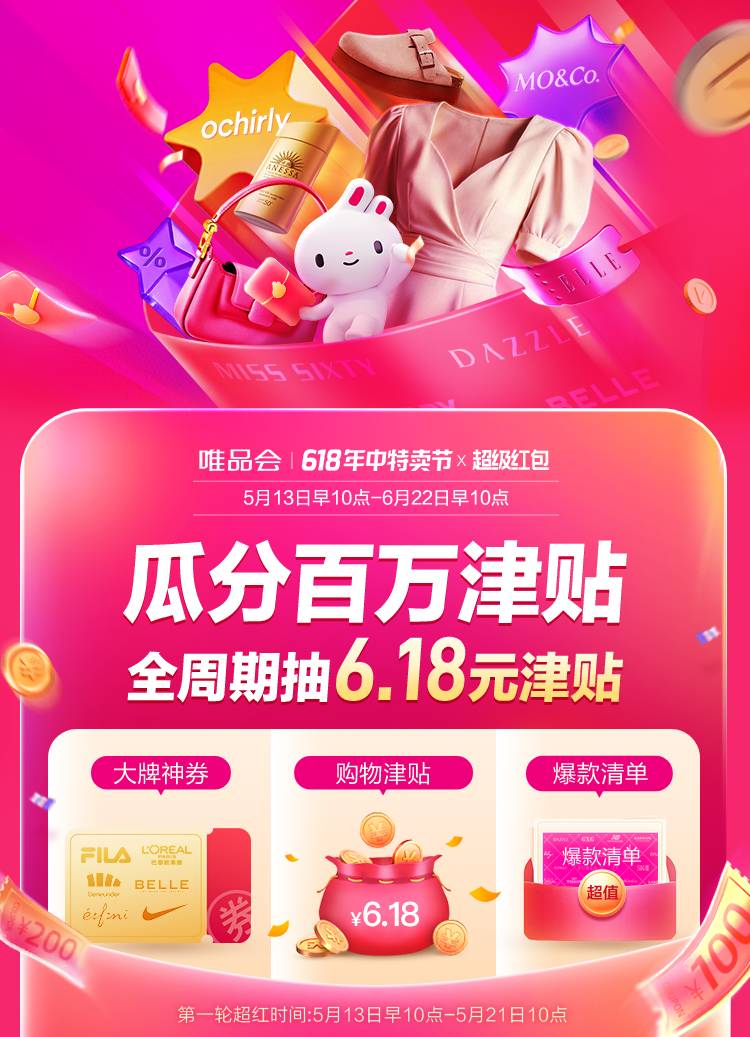 唯品会年中特惠超级红包